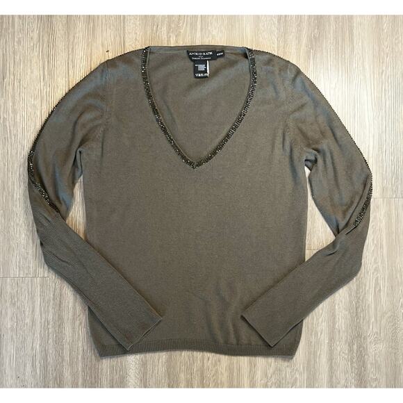 Antik Batik Sweaters - Antik Batik 100% Cashmere Beaded VNeck Sweater Size M, Luxury Boho Chic Pullover